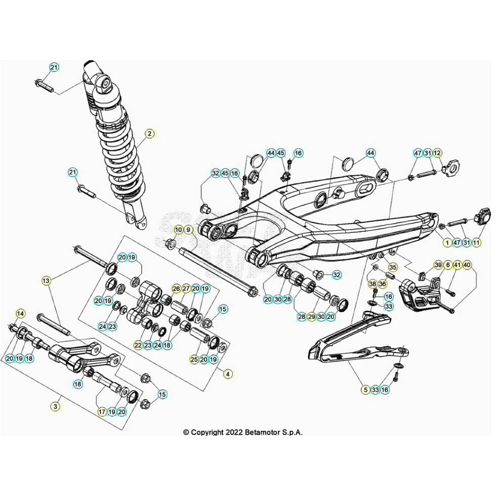 Beta RR480 24 Schwingarm/Federbein 2 Ersatzteile