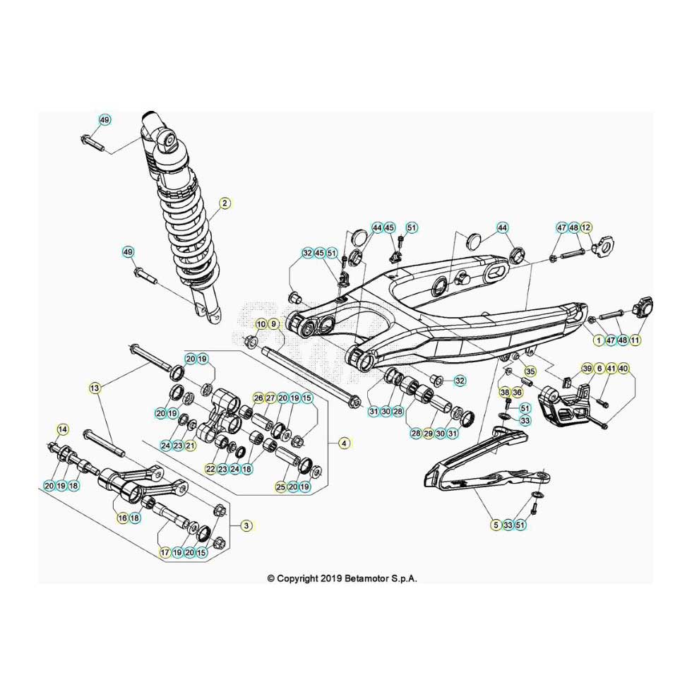 Beta RR480RC 20 4T Schwingarm/Federbein 2 Ersatzteile Beta RR480RC 20 4T Schwingarm/Federbein 2 Ersatzteile