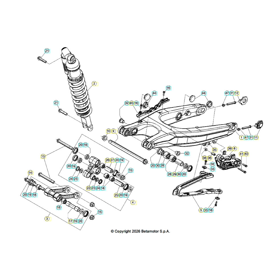 Beta RX250 27 Schwingarm/Federbein 2 Ersatzteile