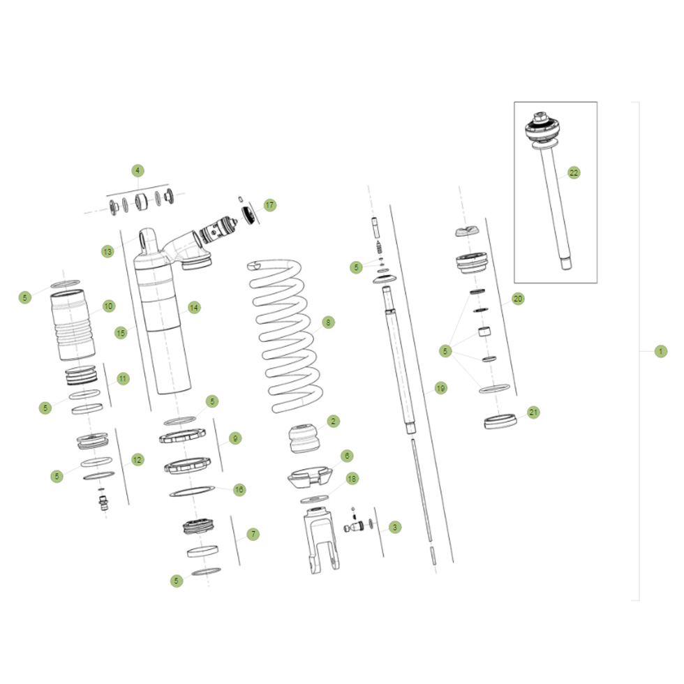 Beta RR250 16 Schwingarm-Federbein 2 Ersatzteile