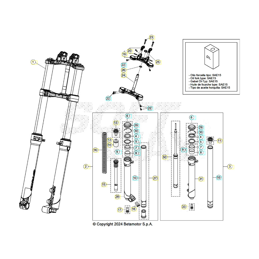 Beta EVO125 25 Gabel Ersatzteile Beta EVO125 25 Gabel Ersatzteile
