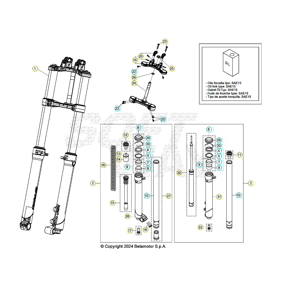 Beta EVO200 25 Gabel Ersatzteile