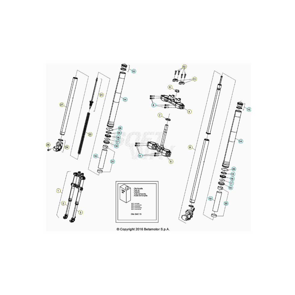 Beta RR125 LC 4T 21 Gabel Ersatzteile Beta RR125 LC 4T 21 Gabel Ersatzteile