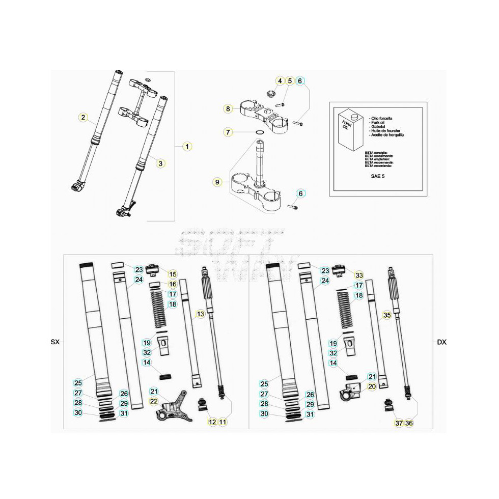 Beta RR200 20 Gabel Ersatzteile