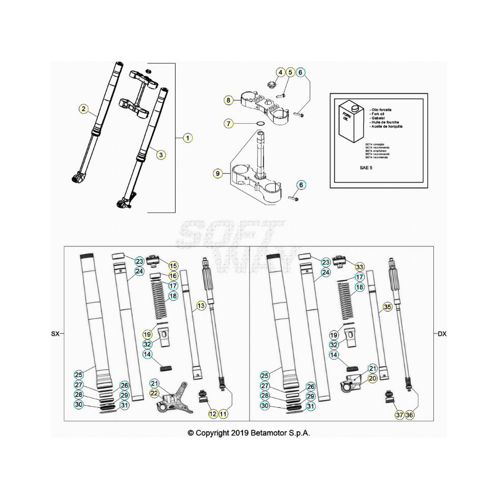 Beta RR200 21 Gabel Ersatzteile