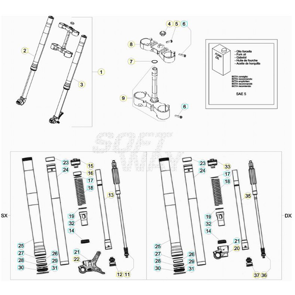 Beta RR300 21 Gabel Ersatzteile