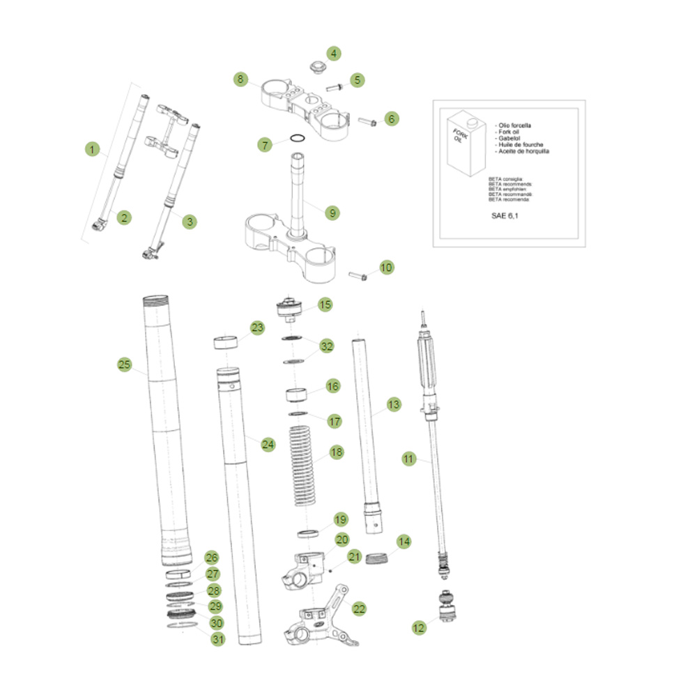 Beta RR250 16 Gabel Ersatzteile