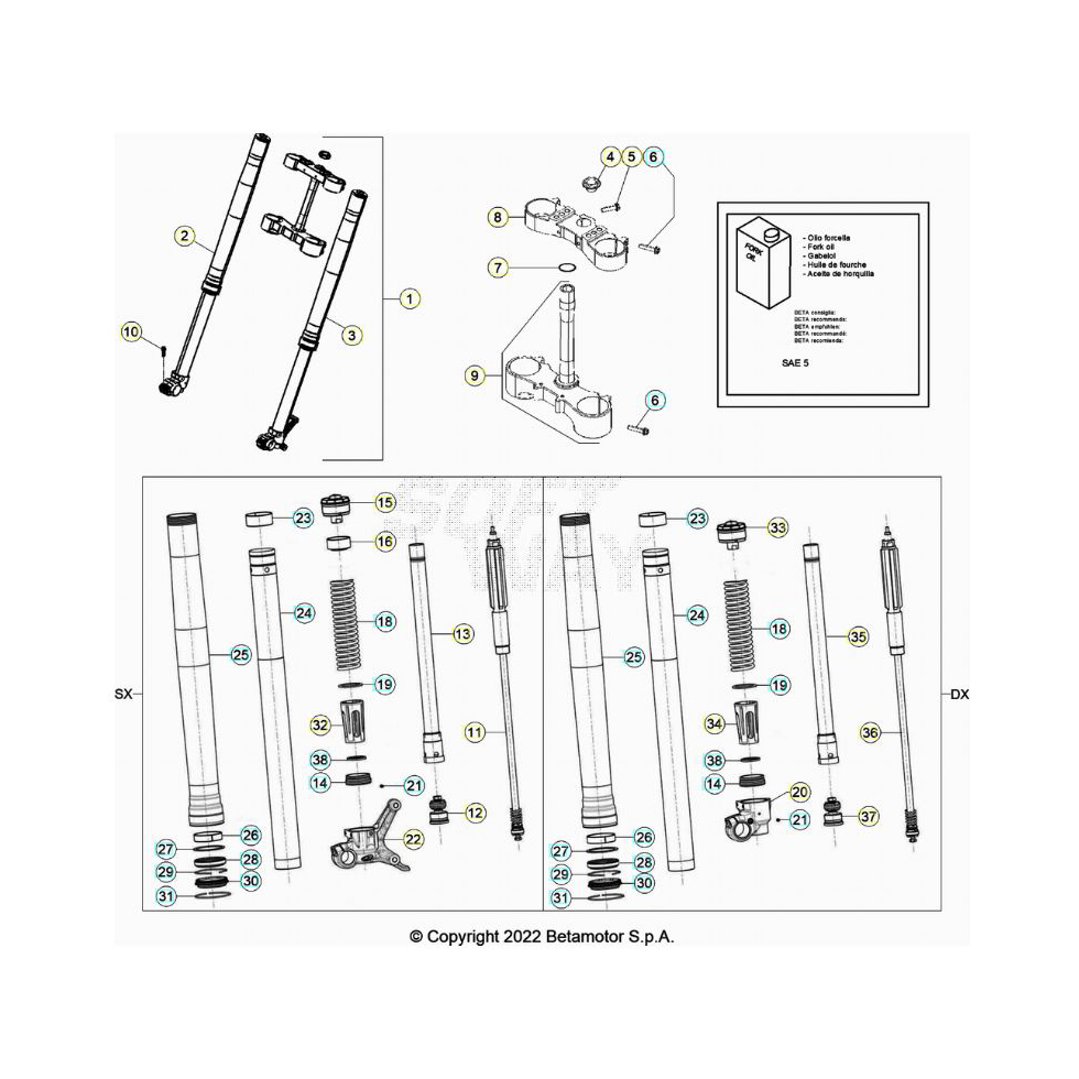 Beta RR430 24 Gabel Ersatzteile