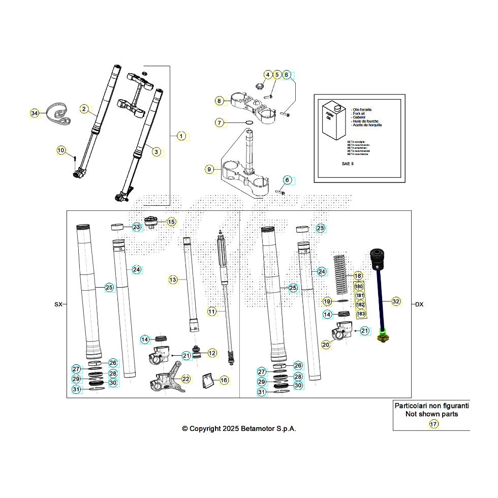 Beta RR300 25 Gabel Ersatzteile