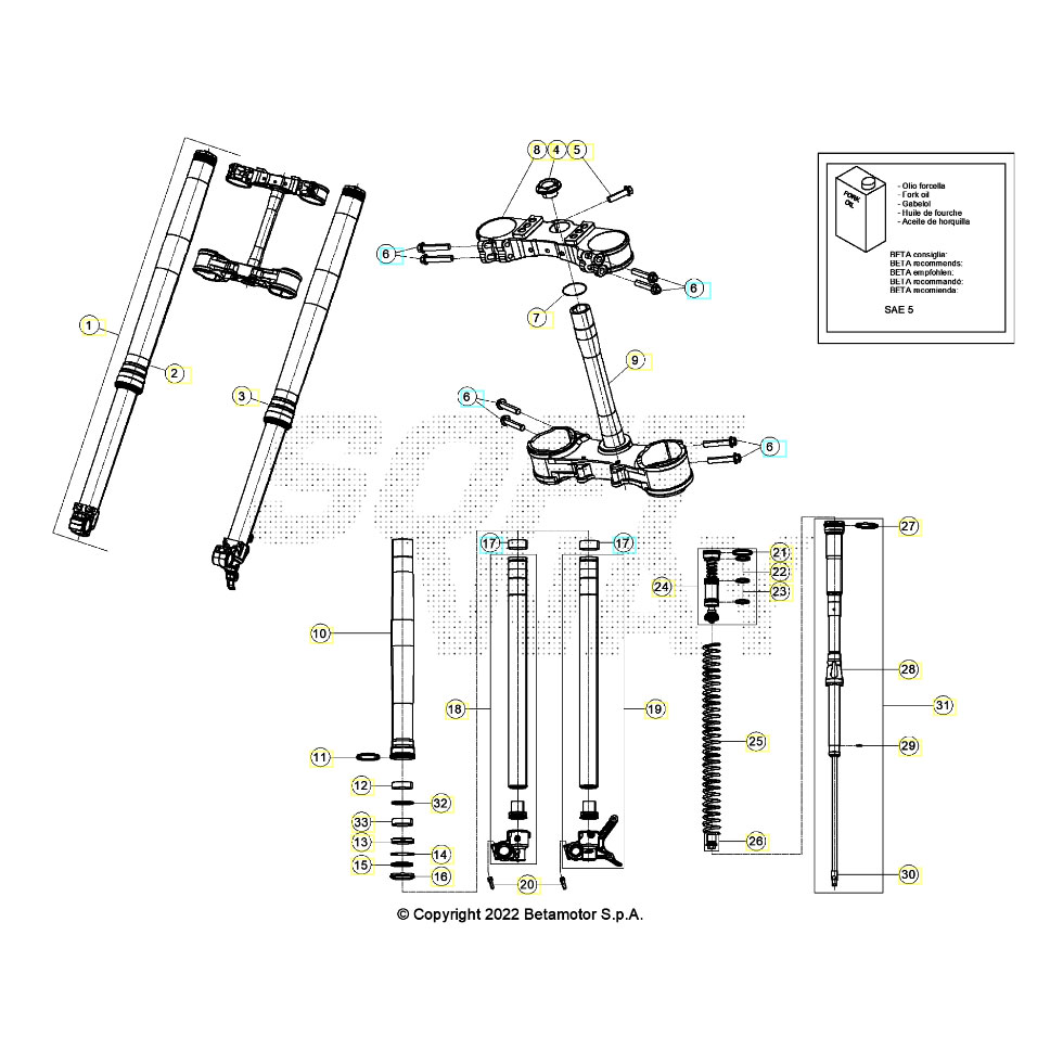 Beta RR300RC 25 Gabel Ersatzteile