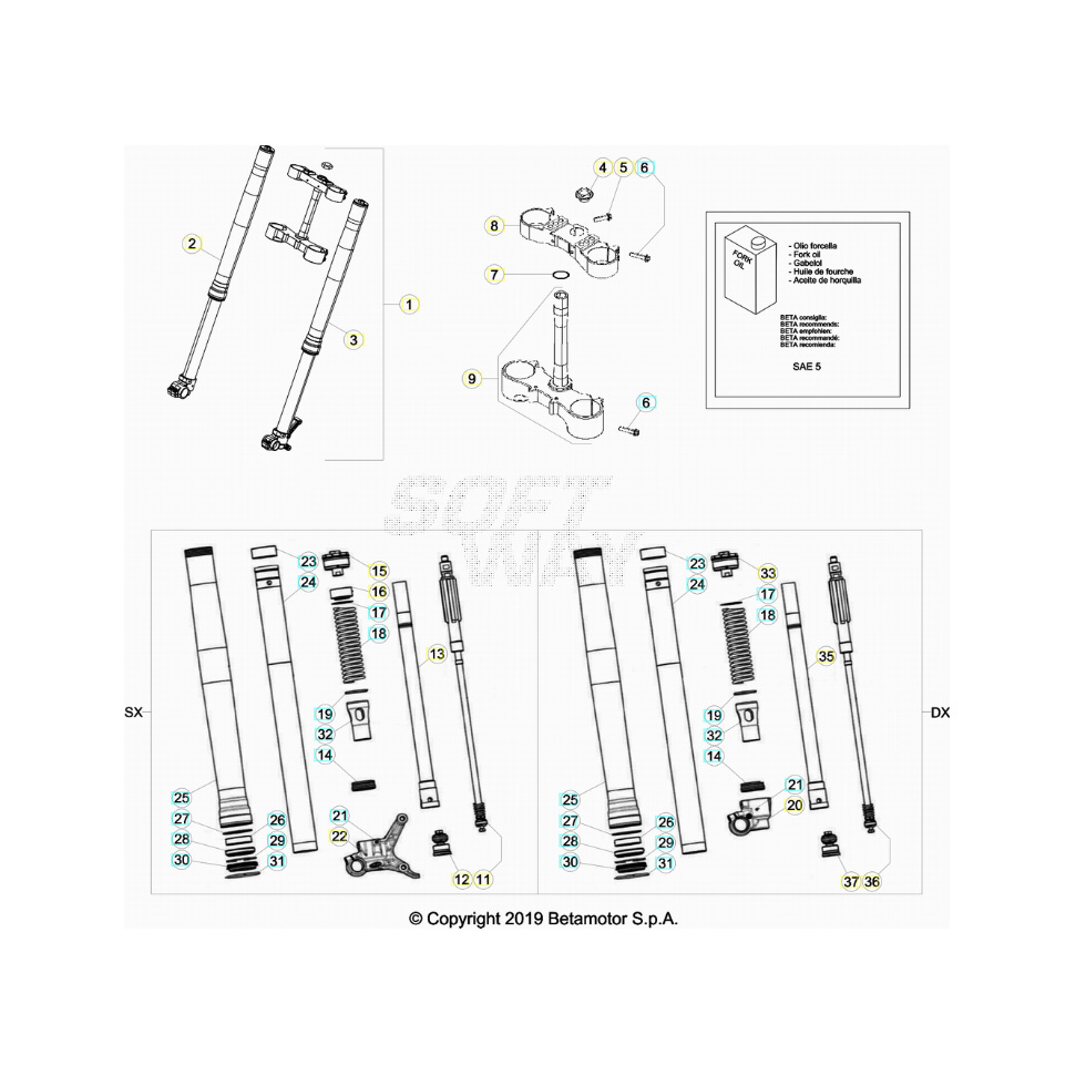 Beta RR350 20 Gabel Ersatzteile