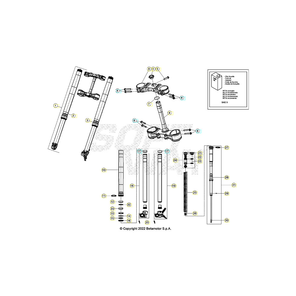 Beta RR350RC 23 4T Gabel Ersatzteile Beta RR350RC 23 4T Gabel Ersatzteile