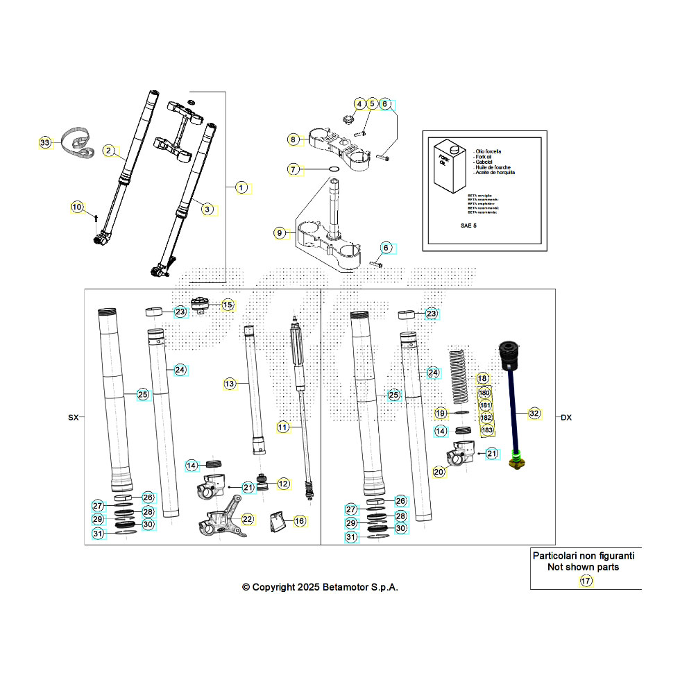 Beta RR390 25 Gabel Ersatzteile