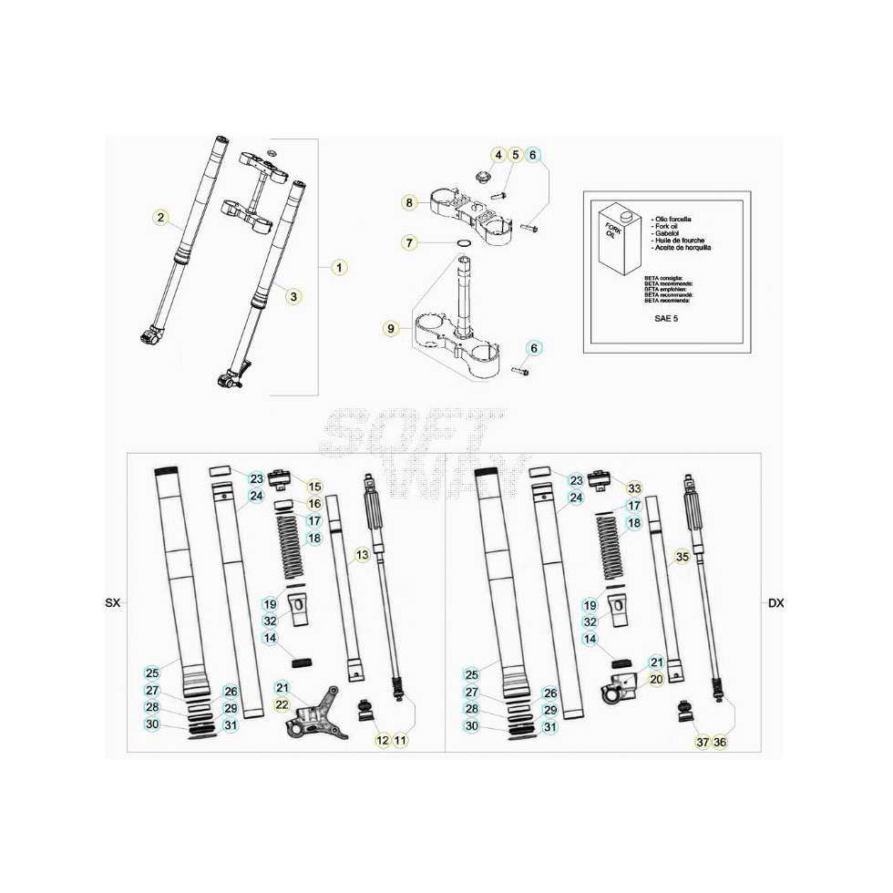 Beta RR430 20 Gabel Ersatzteile
