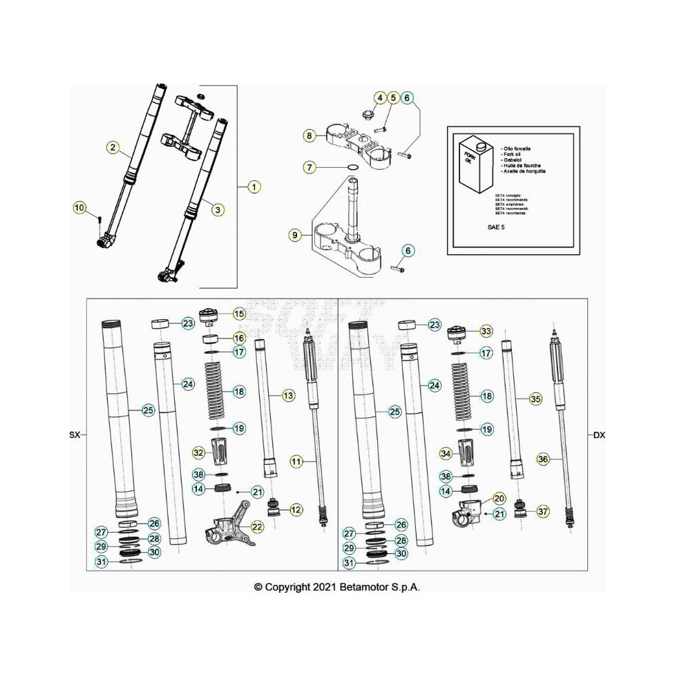 Beta RR480 24 Gabel Ersatzteile Beta RR480 24 Gabel Ersatzteile