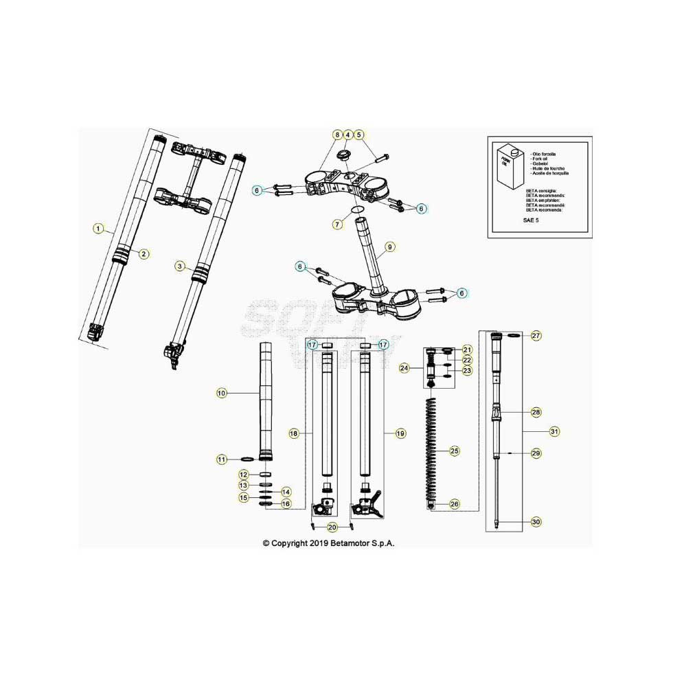 Beta RR480RC 21 4T Gabel Ersatzteile Beta RR480RC 21 4T Gabel Ersatzteile