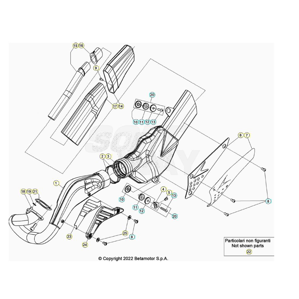 Beta EVO125 Factory 23 Auspuffsystem Ersatzteile Beta EVO125 Factory 23 Auspuffsystem Ersatzteile