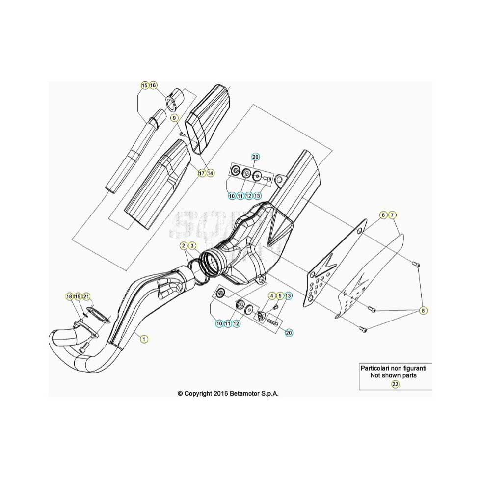 Beta  EVO250 Factory 22 Auspuffsystem Ersatzteile