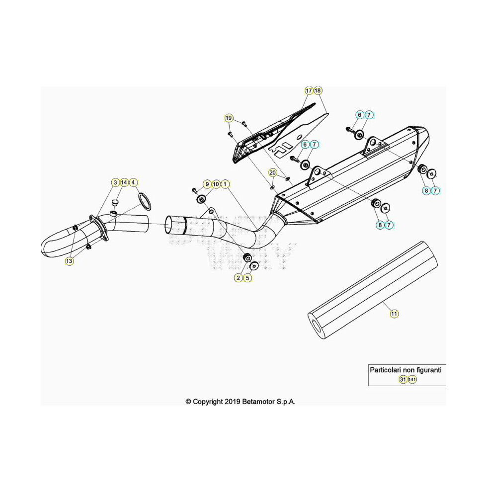 Beta RR350RC 20 4T Auspuffsystem Ersatzteile Beta RR350RC 20 4T Auspuffsystem Ersatzteile