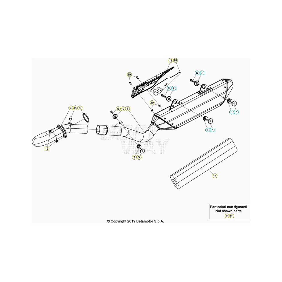 Beta RR350RC 24 4T Auspuffsystem Ersatzteile Beta RR350RC 24 4T Auspuffsystem Ersatzteile
