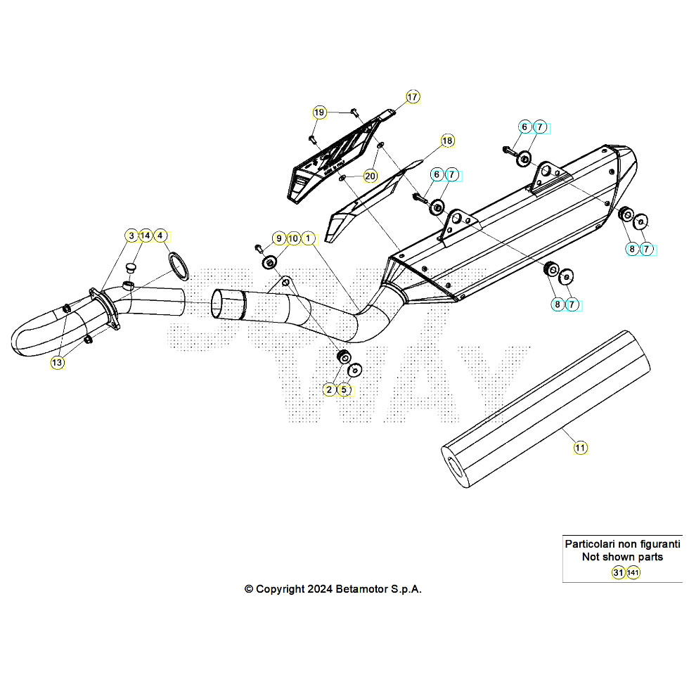 Beta RR350RC 25 4T Auspuffsystem Ersatzteile