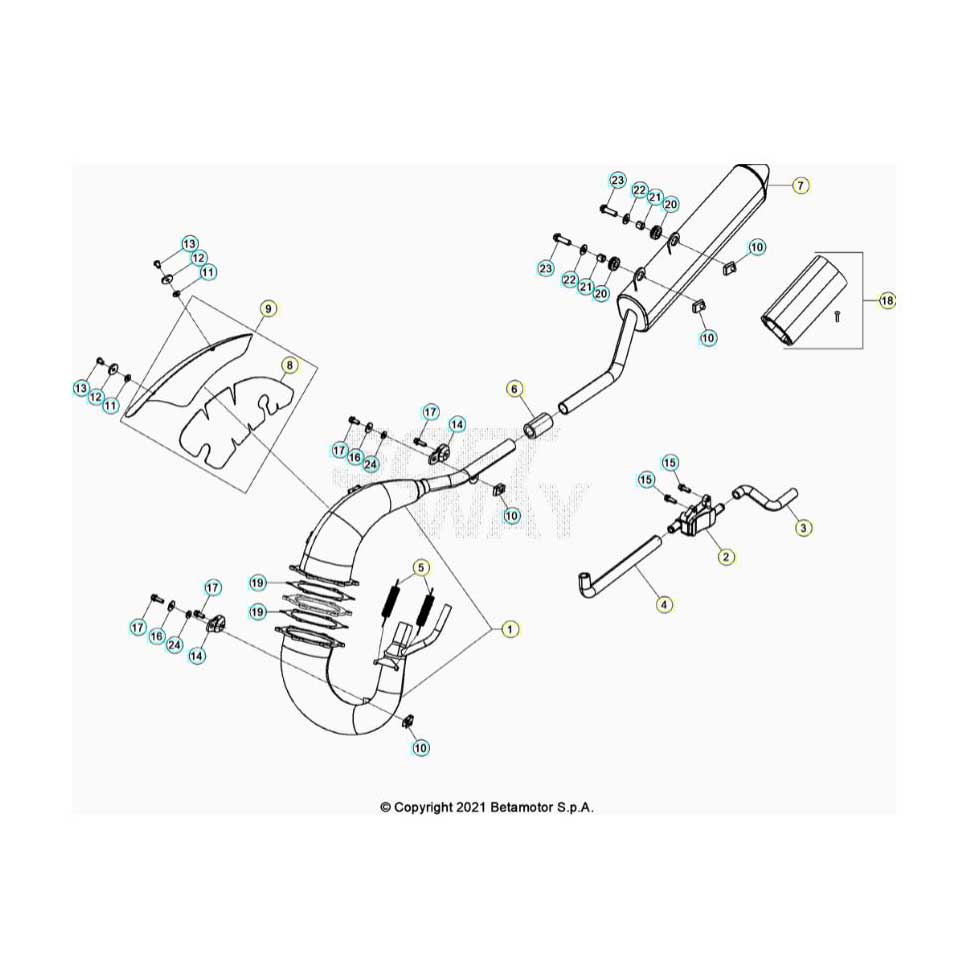 Beta RR50RC 21 Auspuffsystem Ersatzteile Beta RR50RC 21 Auspuffsystem Ersatzteile