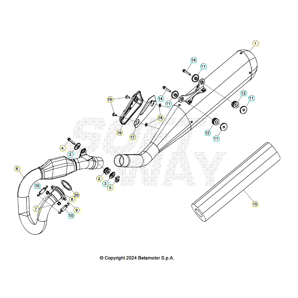 Beta RR300RC 23 Auspuffsystem Ersatzteile Beta RR300RC 23 Auspuffsystem Ersatzteile