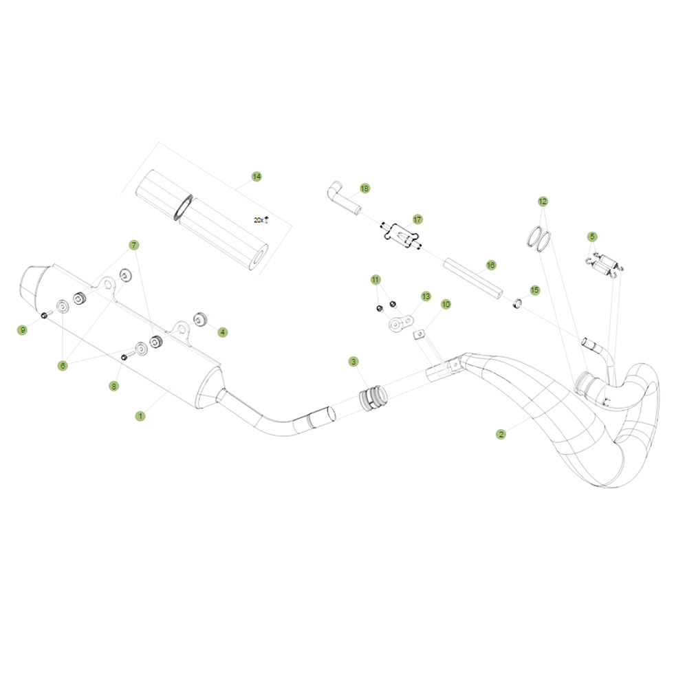 Beta RR250 16 Auspuffsystem 2 Ersatzteile
