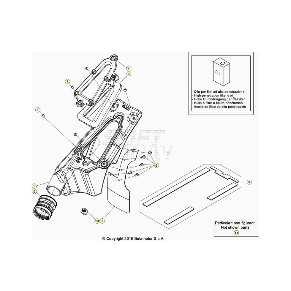 Beta EVO125 Factory 21 Luftfilterkasten Ersatzteile Beta EVO125 Factory 21 Luftfilterkasten Ersatzteile