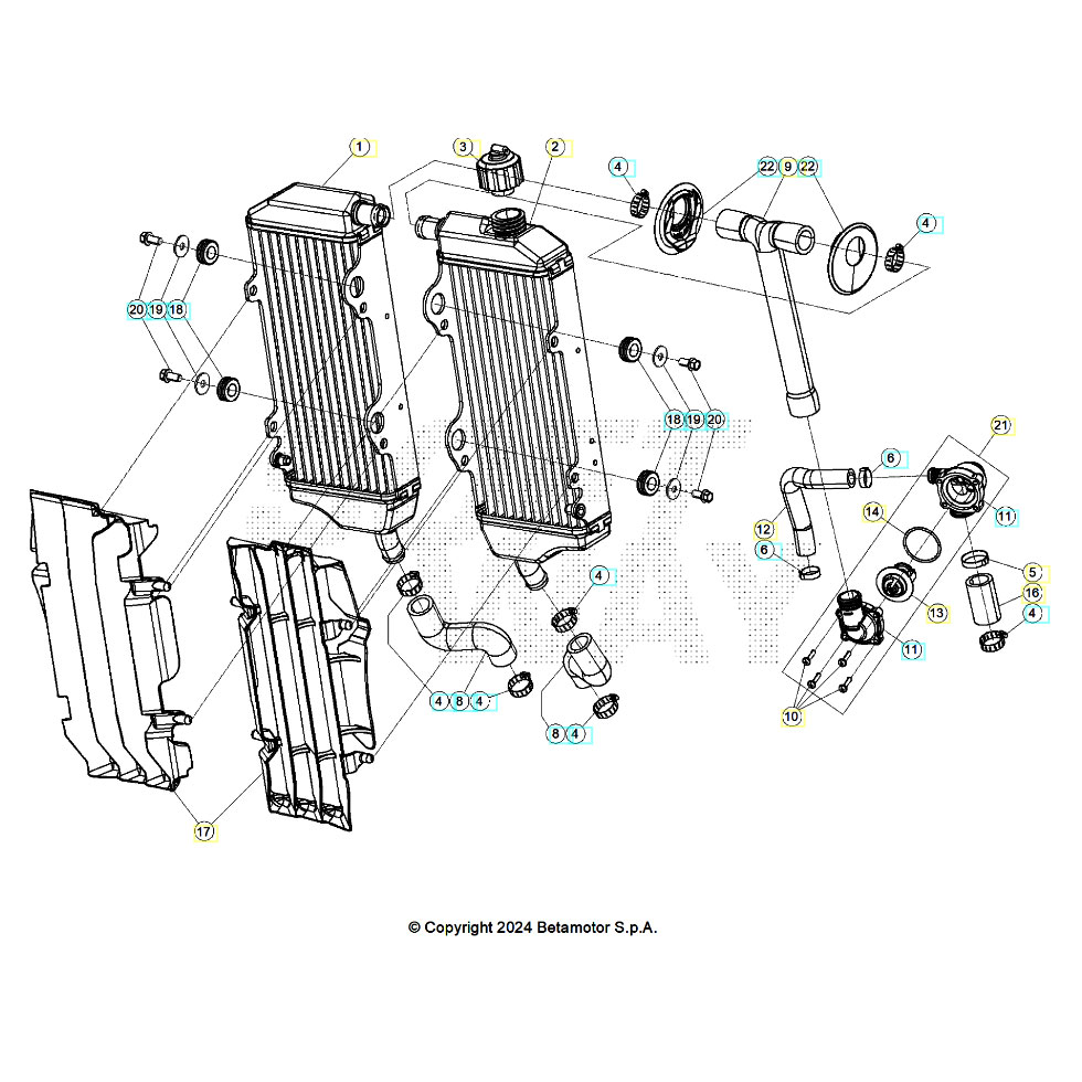 Beta RR350RC 25 4T Kühlsystem Ersatzteile