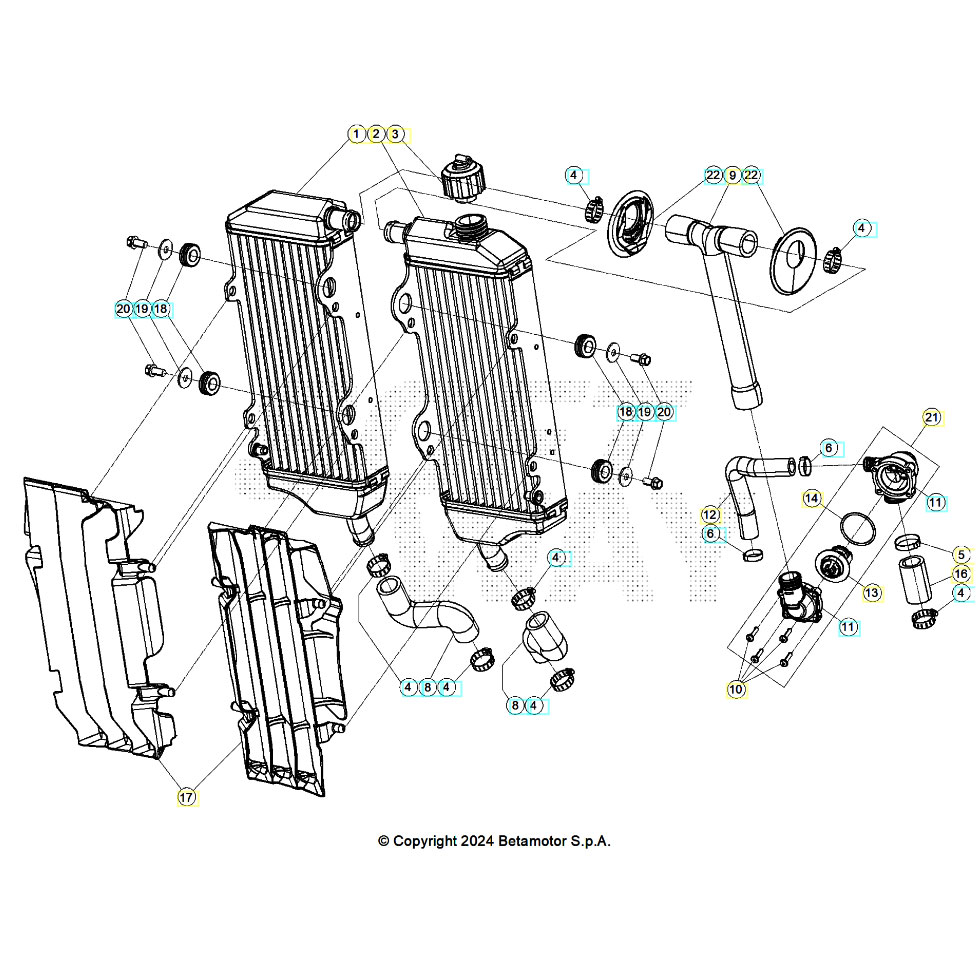 Beta RR430 Racing 24 Kühlsystem Ersatzteile Beta RR430 Racing 24 Kühlsystem Ersatzteile