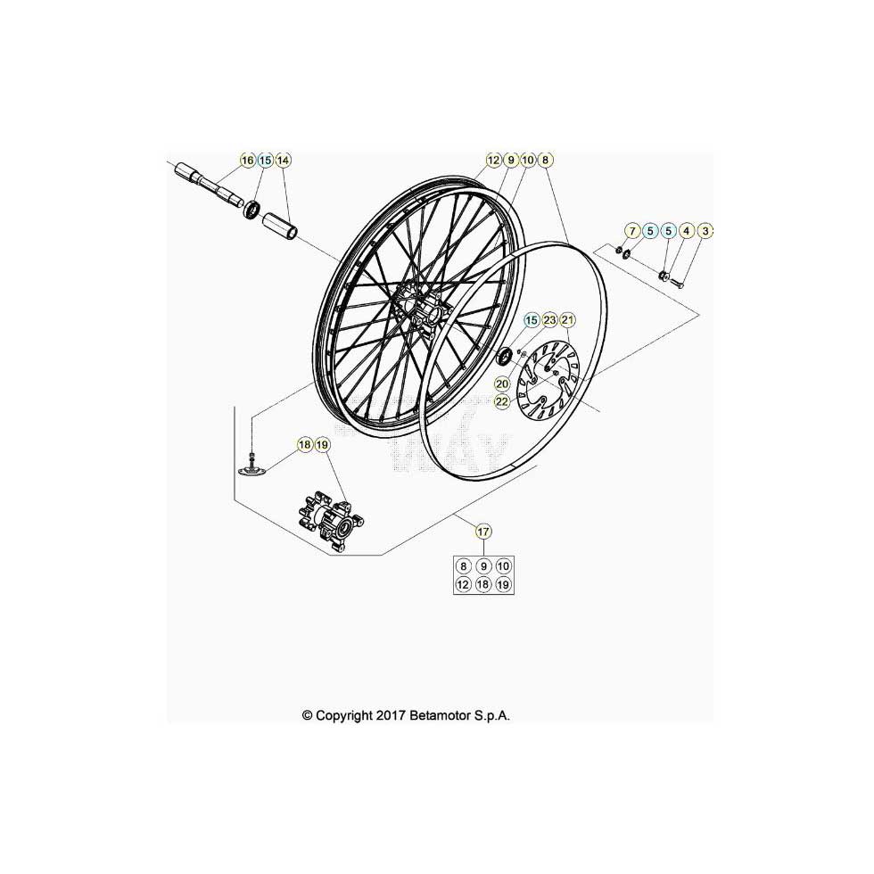 Beta EVO125 Factory 21 Vorderrad Ersatzteile Beta EVO125 Factory 21 Vorderrad Ersatzteile