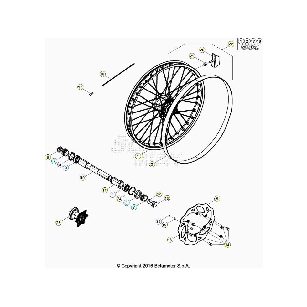 Beta RR125 25 Vorderrad Ersatzteile Beta RR125 25 Vorderrad Ersatzteile