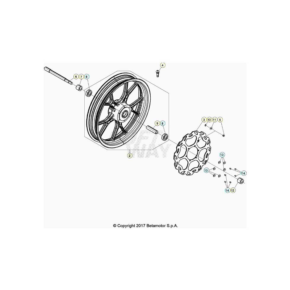 Beta RR125 LC 4T 20 Vorderrad Ersatzteile Beta RR125 LC 4T 20 Vorderrad Ersatzteile