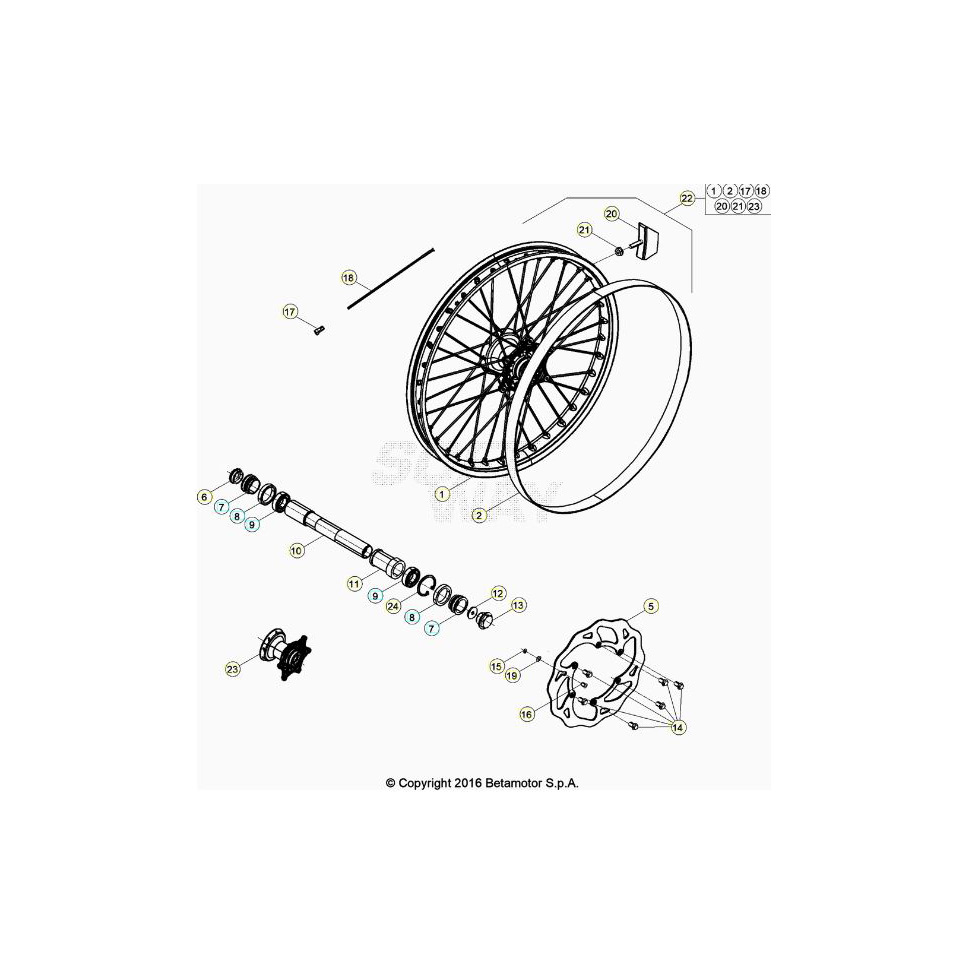 Beta RR350RC 20 4T Vorderrad Ersatzteile Beta RR350RC 20 4T Vorderrad Ersatzteile