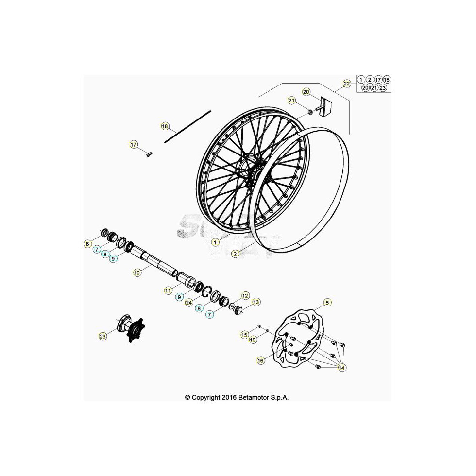 Beta RR390 23 Vorderrad Ersatzteile Beta RR390 23 Vorderrad Ersatzteile
