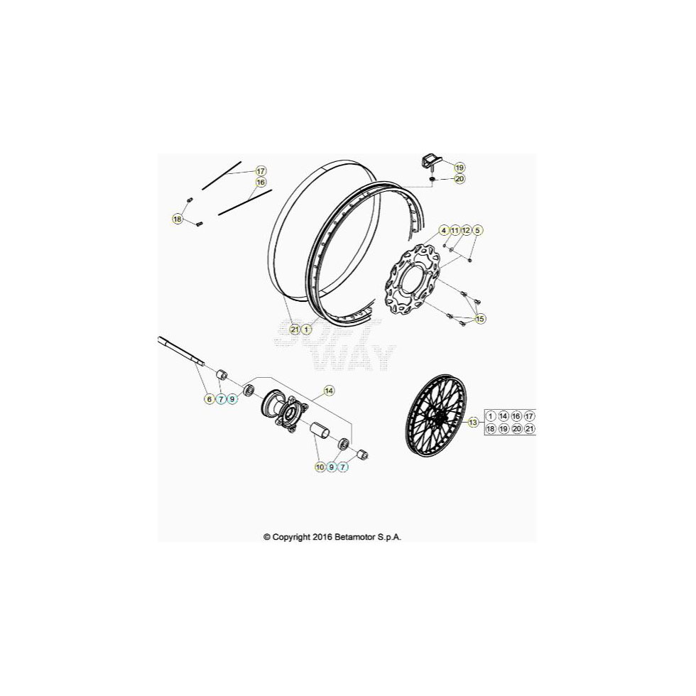 Beta RR50RC 21 Vorderrad Ersatzteile Beta RR50RC 21 Vorderrad Ersatzteile