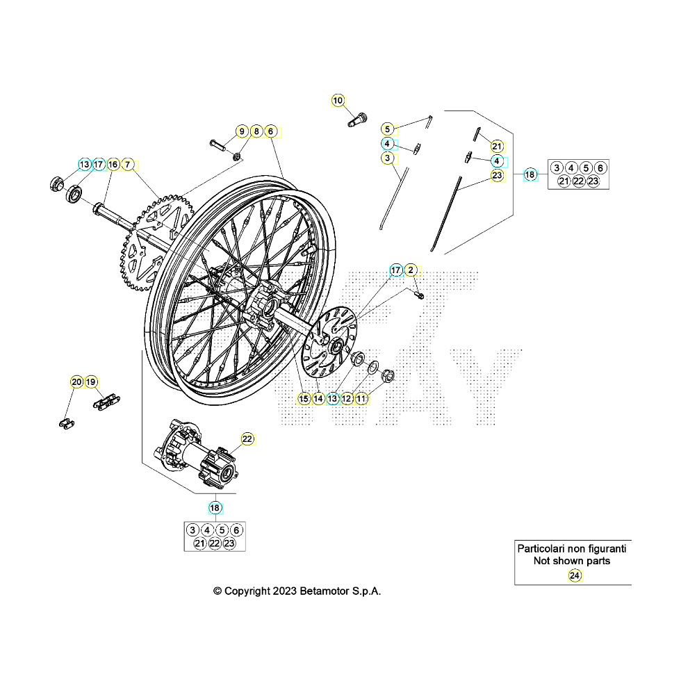 Beta EVO300 2T 24 Hinterrad Ersatzteile Beta EVO300 2T 24 Hinterrad Ersatzteile