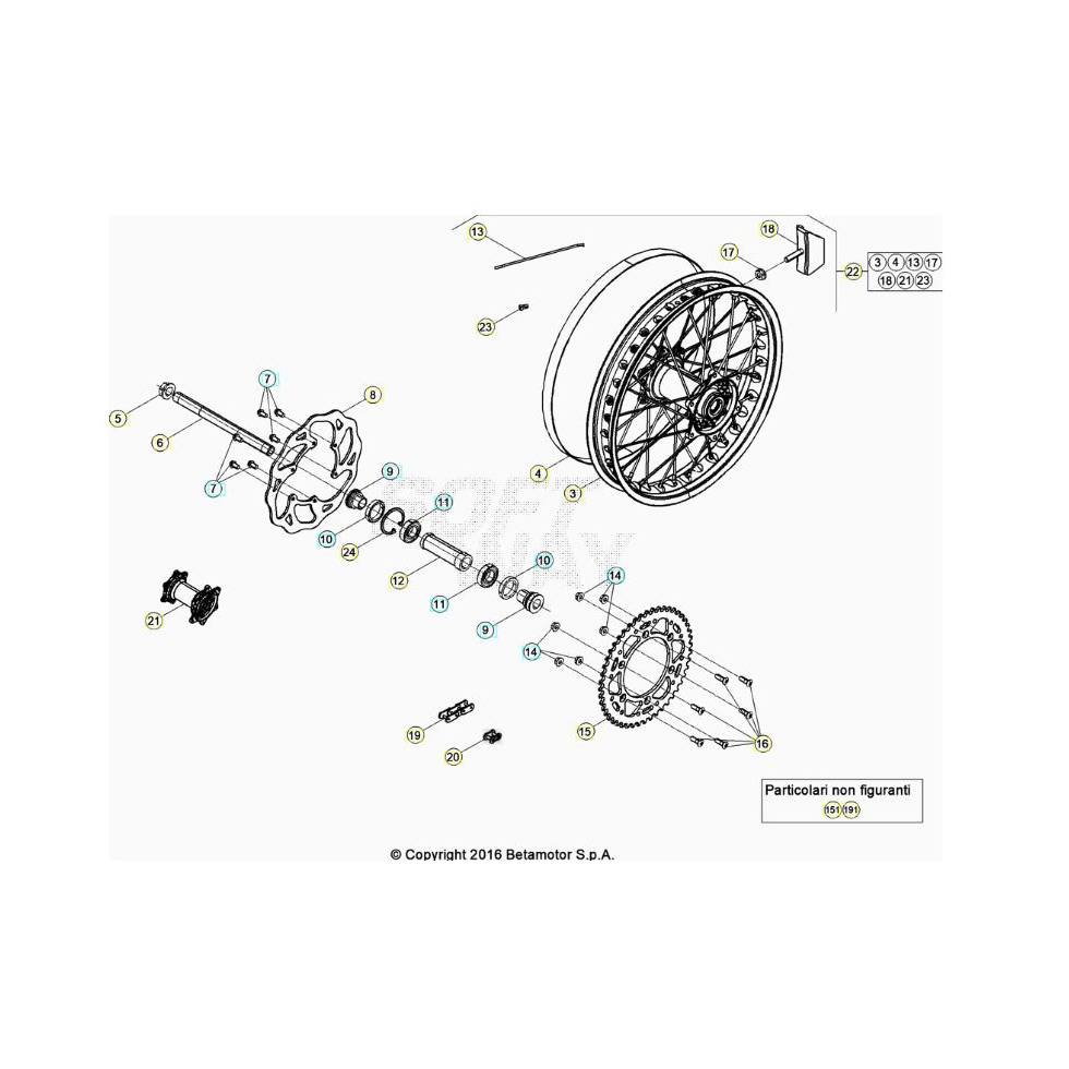 Beta RR350RC 24 4T Hinterrad Ersatzteile Beta RR350RC 24 4T Hinterrad Ersatzteile