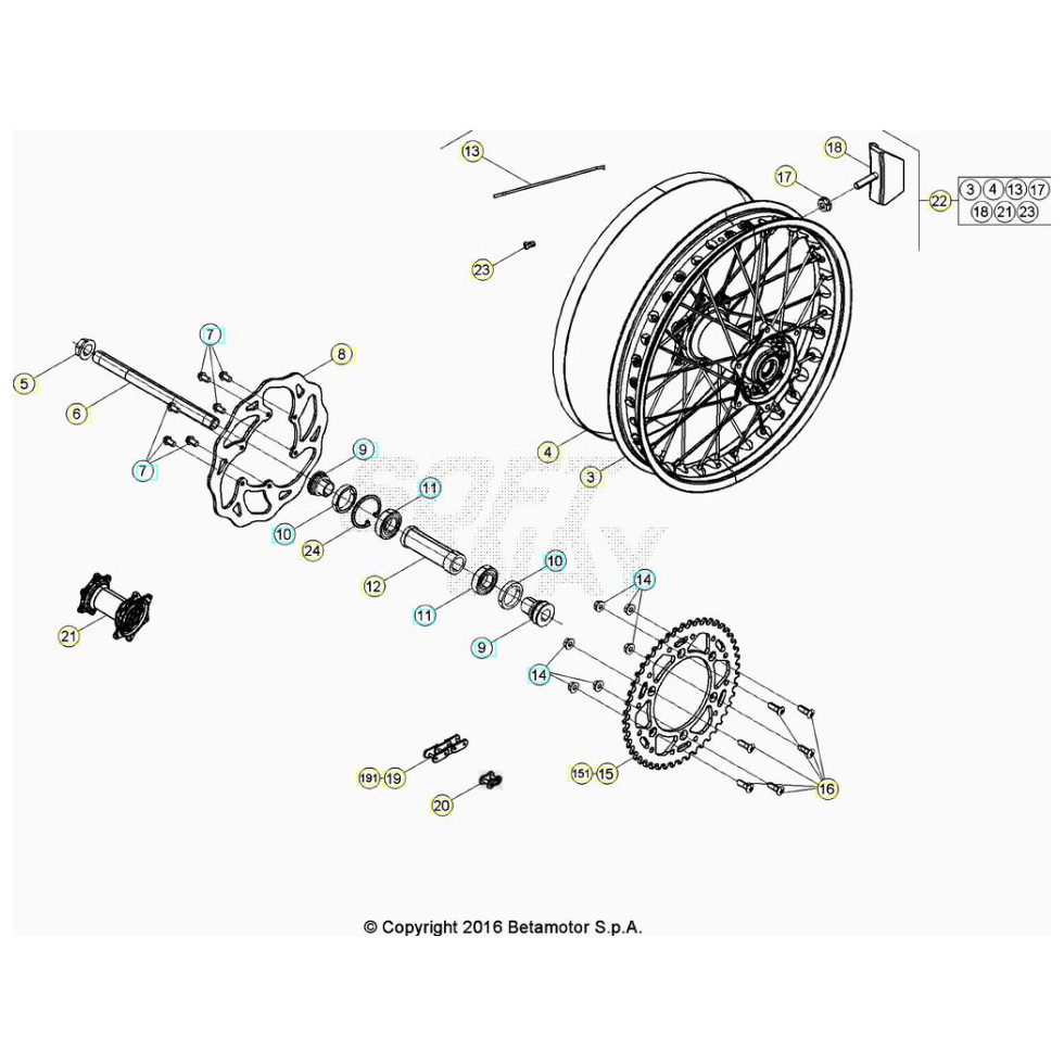 Beta RR390 20 Hinterrad Ersatzteile