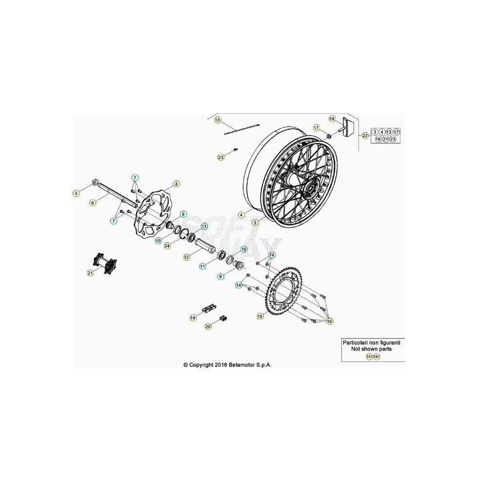Beta RR390RC 21 4T Hinterrad Ersatzteile Beta RR390RC 21 4T Hinterrad Ersatzteile