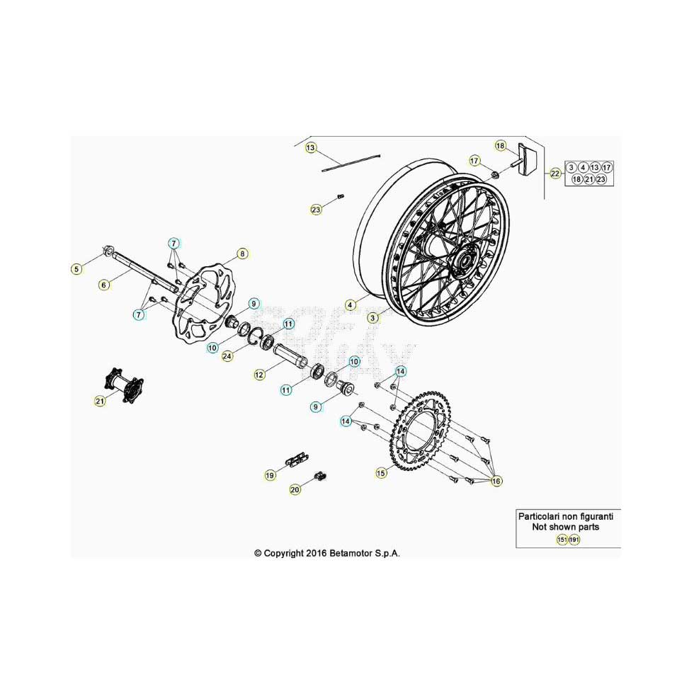 Beta RR480RC 21 4T Hinterrad Ersatzteile Beta RR480RC 21 4T Hinterrad Ersatzteile