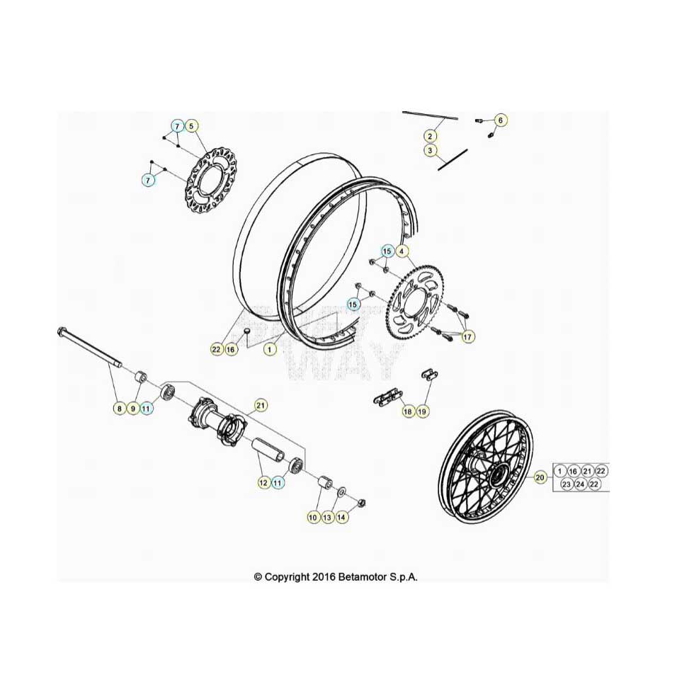 Beta RR50 23 Hinterrad Ersatzteile