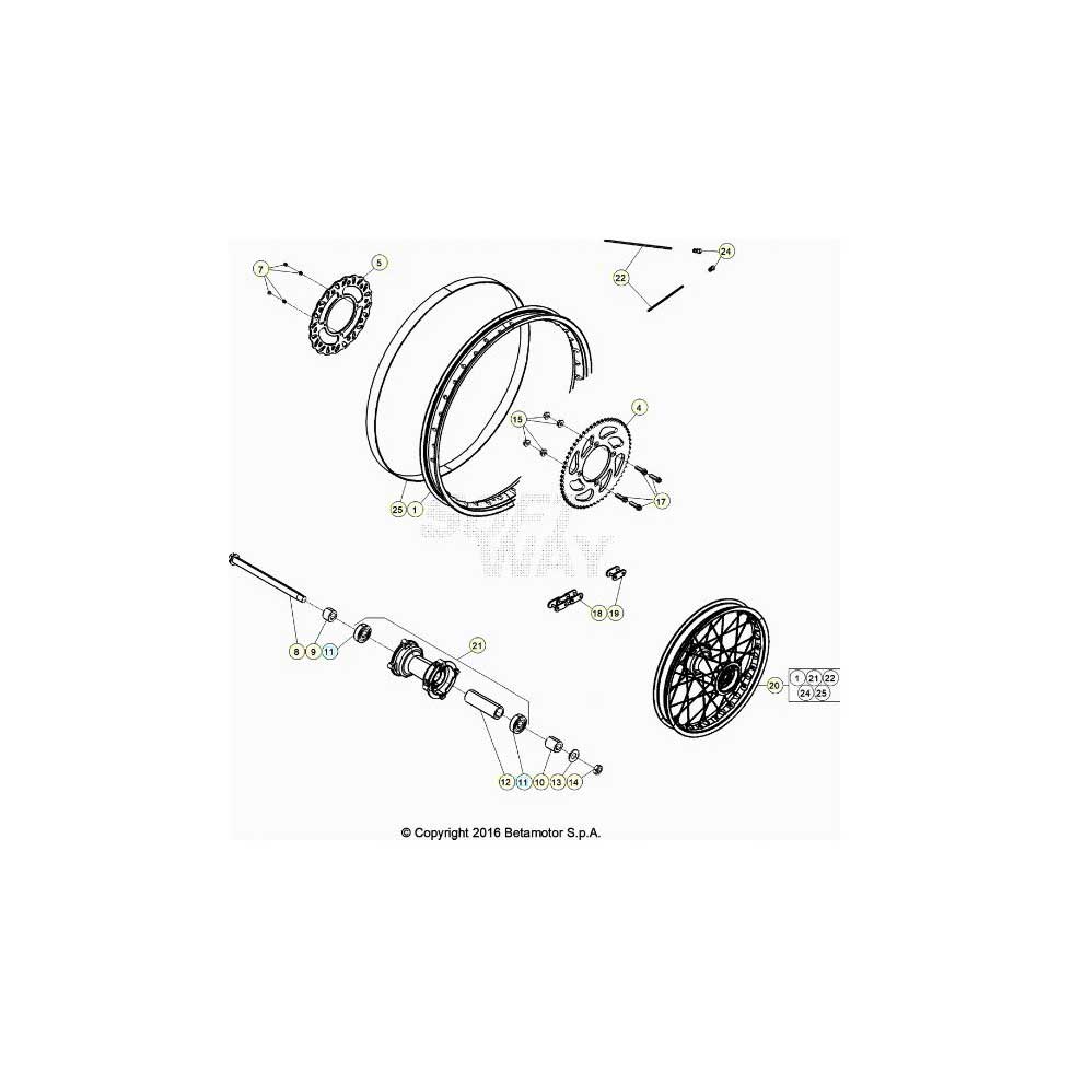 Beta RR50 Street Track 20 Hinterrad Ersatzteile Beta RR50 Street Track 20 Hinterrad Ersatzteile