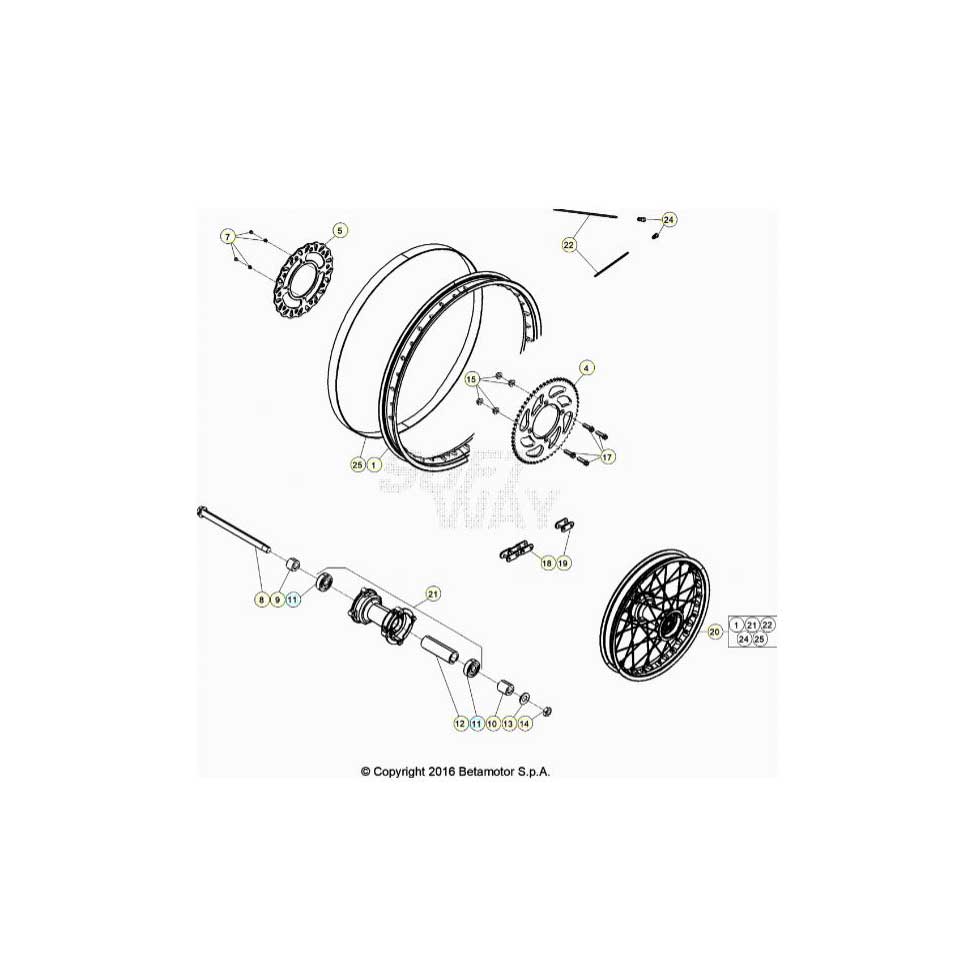 Beta RR50 Street Track 21 Hinterrad Ersatzteile