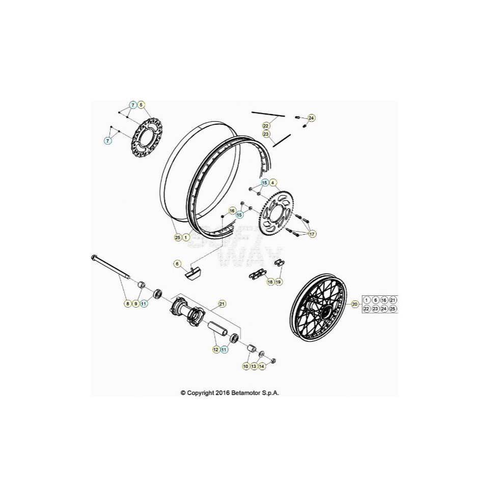 Beta RR50RC 21 Hinterrad Ersatzteile Beta RR50RC 21 Hinterrad Ersatzteile
