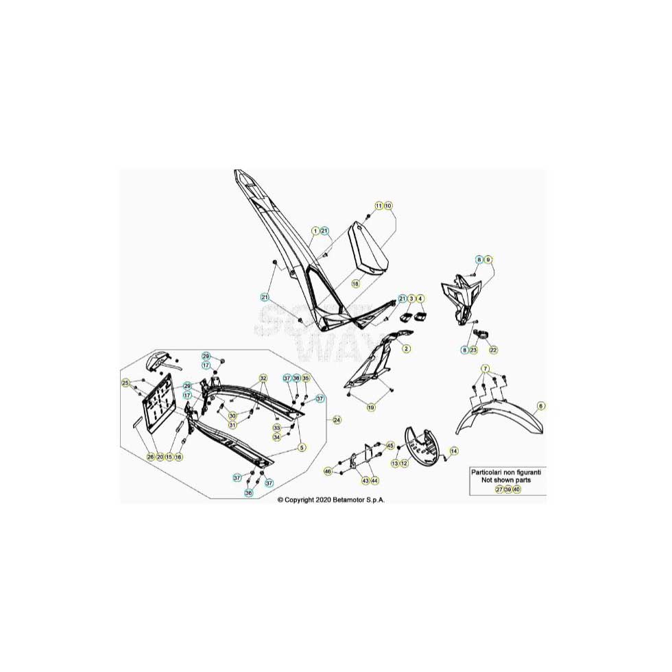 Beta EVO300 4T 22 Verkleidung/Sitzbank/Tank 1 Ersatzteile