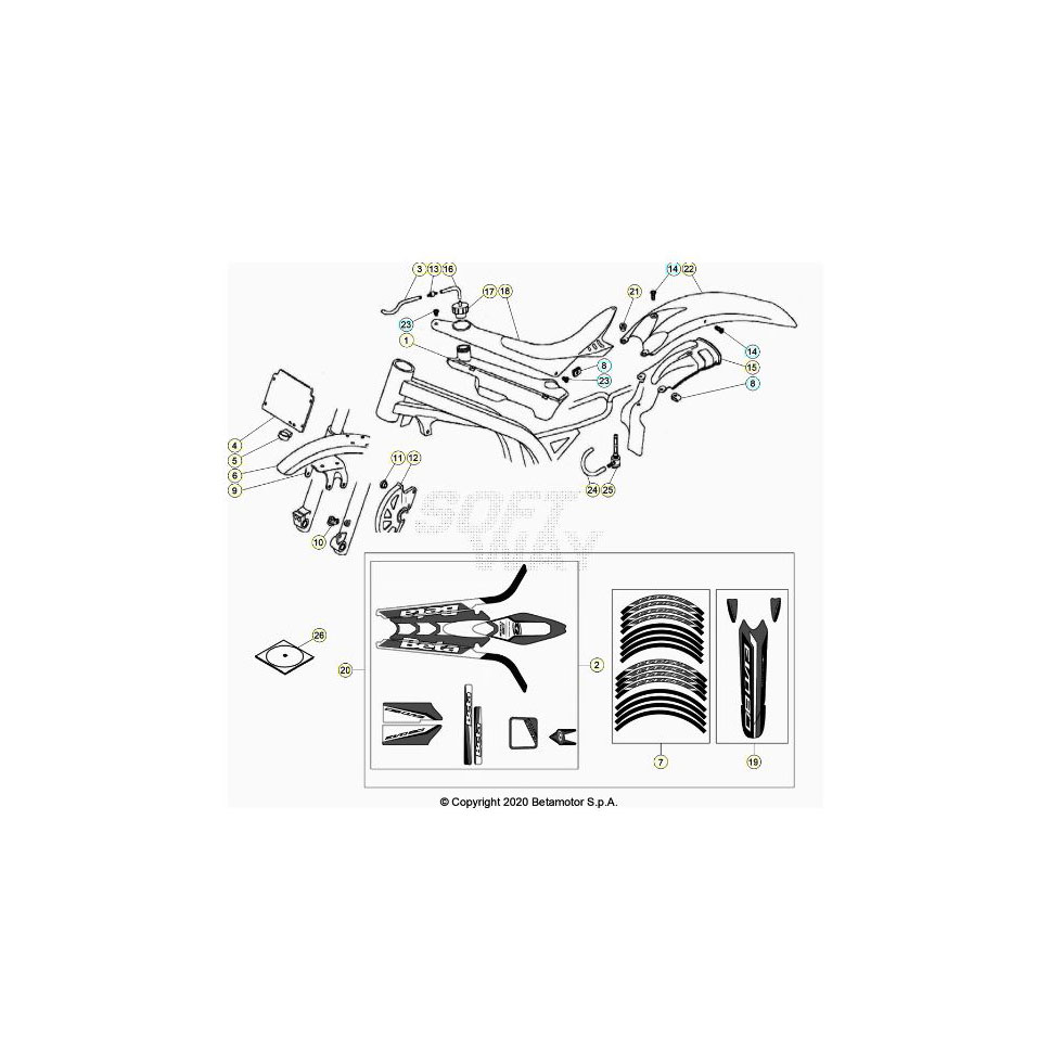 Beta EVO80 Junior 20 Verkleidung/Sitzbank/Tank Ersatzteile Beta EVO80 Junior 20 Verkleidung/Sitzbank/Tank Ersatzteile
