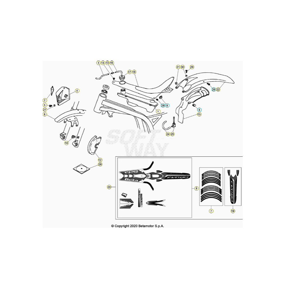 Beta EVO80 Senior 20 Verkleidung/Sitzbank/Tank Ersatzteile Beta EVO80 Senior 20 Verkleidung/Sitzbank/Tank Ersatzteile