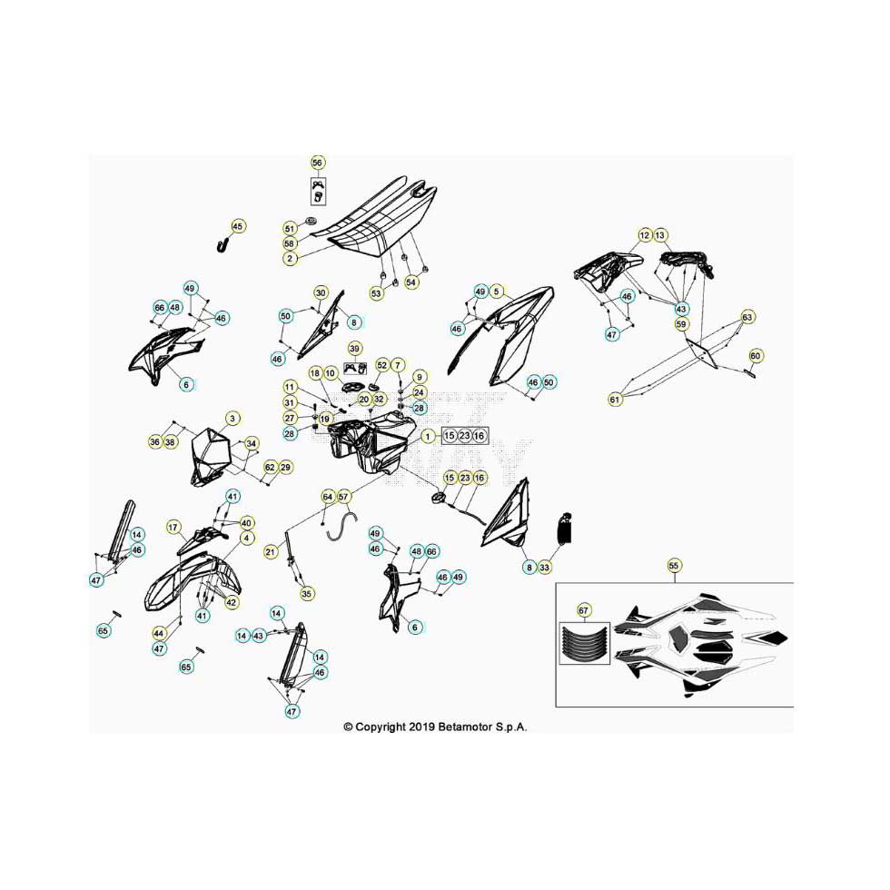 Beta RR125 LC 4T 20 Verkleidung/Sitzbank/Tank 1 Ersatzteile Beta RR125 LC 4T 20 Verkleidung/Sitzbank/Tank 1 Ersatzteile